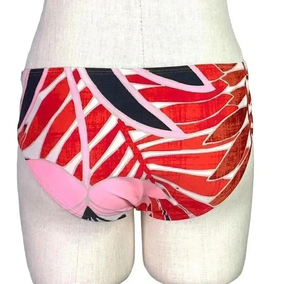 Aerie Women M Tropical Floral Pushup Halter Hipster Bikini Swimsuit Orange Multi - Picture 7 of 12